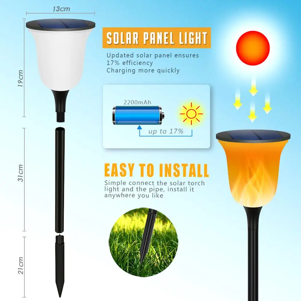 Авто Вкл/Выкл фонарь на солнечной батарее свет танец пламени дизайн Открытый