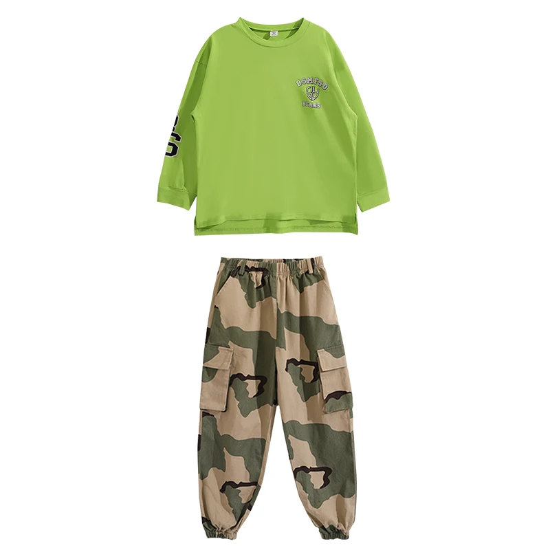 Камуфляжный костюм для танцев в стиле хип-хоп свободная куртка и штаны мальчиков