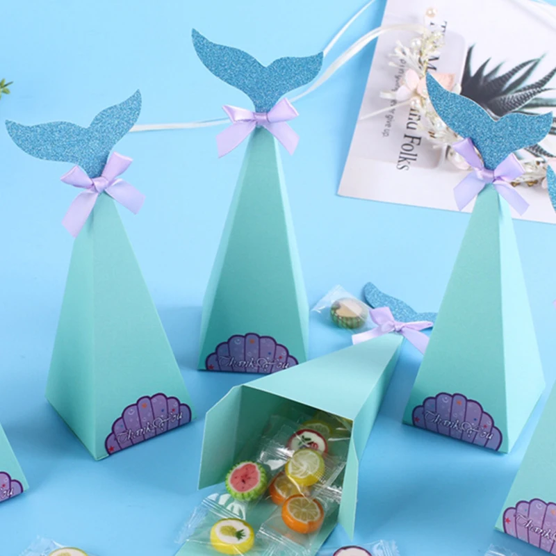 10 шт. Конфета &quotРусалка&quot синий попкорн коробка Бумага сумка детских