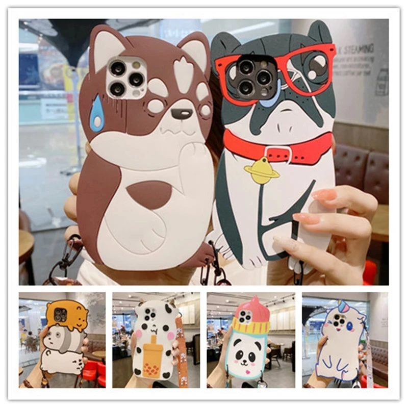 

3D Cartoon Soft Silicone Lanyard Case For Xiaomi Redmi 5 Plus 6 6A 7 7A 8A 9A 9 9C Note 7 8 6 5 Pro 8T 9S 9 10 Pro Max 4G Cover