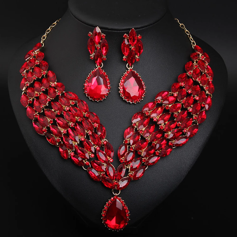 

Набор из колье и серёг, многослойные, с кристаллами