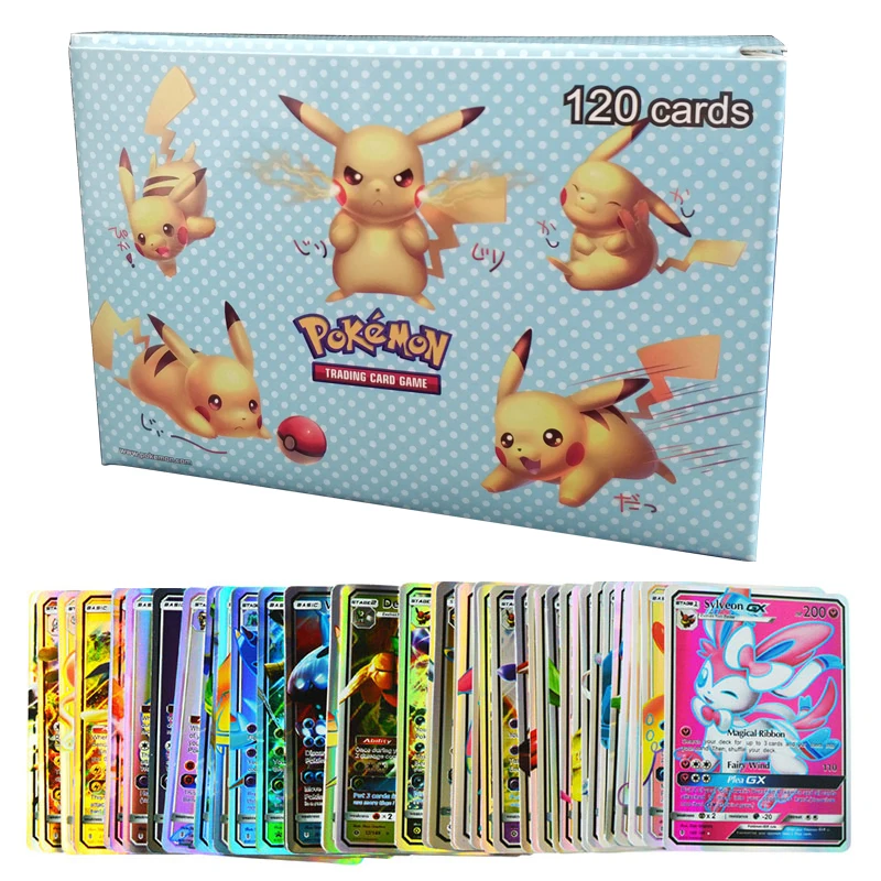 120 шт./коркоркор. Pokemon TCG издание на английском языке флэш-карты пикамон Покемон