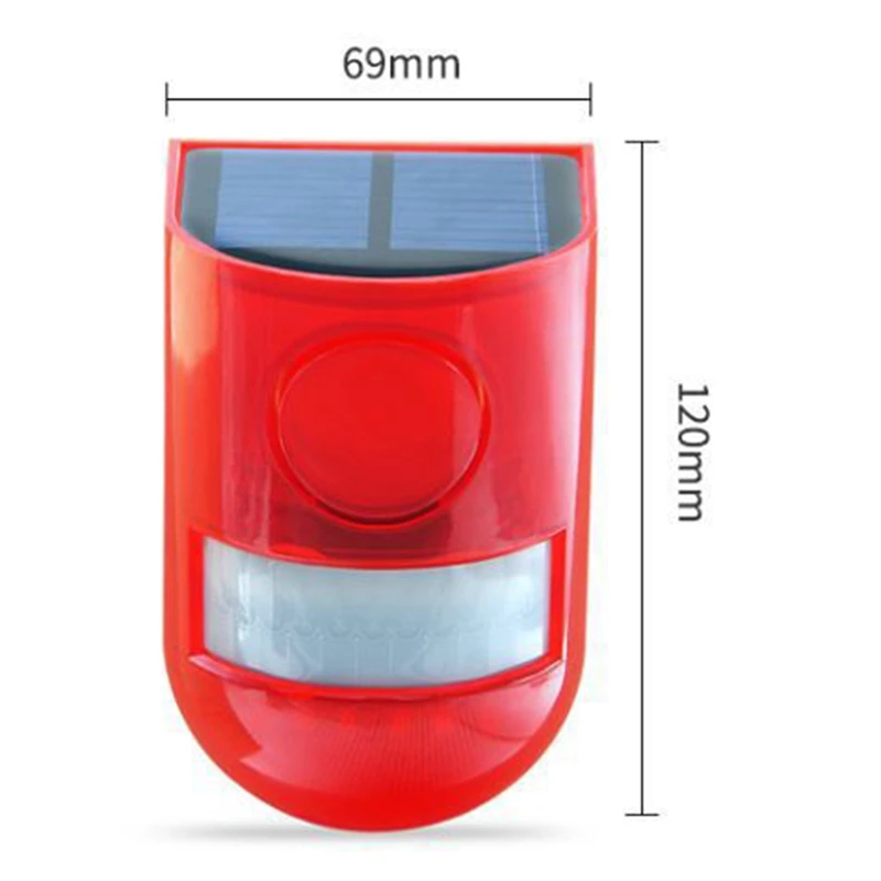 

New Solar Infrared Motion Sensor Alarm With 110Db Siren Strobe Light For Home Garden Carage Shed Carvan Security Alarm System-Re