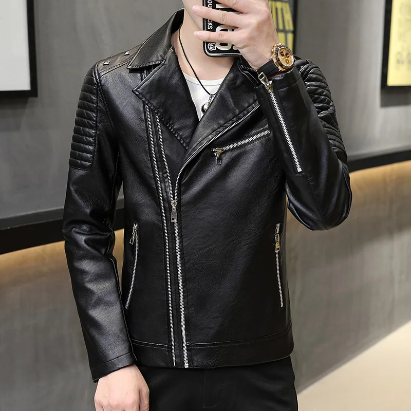 

High Auality Men Leather Jacket Fashion Motorcycle Jacket Male Pu Faux Leather Coats Luxury Men Fur Jacket Moto Biker Clothing