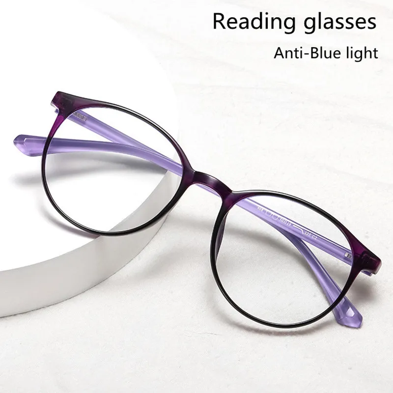 

Fashion Round Women TR90 Lightweight Presbyopia Hyperopia Prescription Eyeglasses Unisex With Diopter+1.0 1.50 2.0 2.5 3 3.5 4