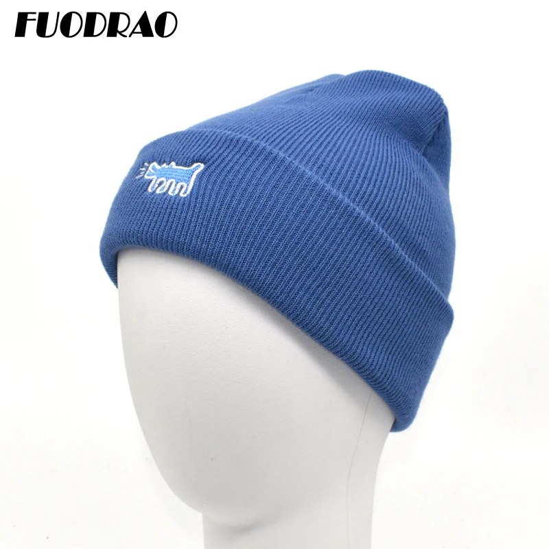 

FUODRAO Autumn Winter Knitted Skullies Beanies Women Warm Hats Hemming Hat For Girl Hat Fashion Beanies Caps Z15