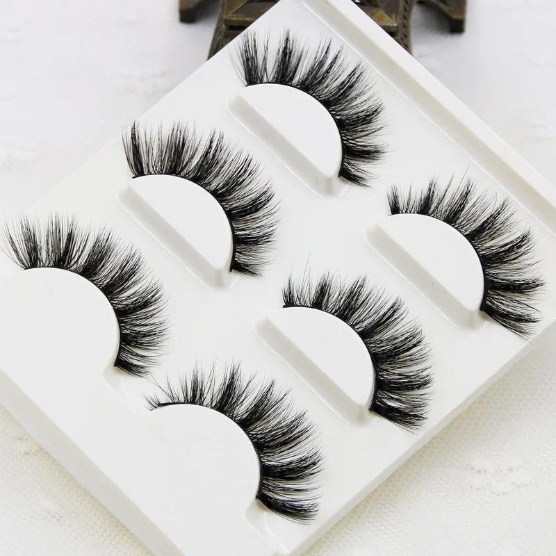 

3pcs/lot 100% handmade real mink fur false eyelash 3D strip mink lashes thick fake faux eyelashes Makeup beauty False Eyelash