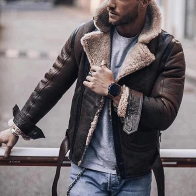 NEW 2022 Men 's Jacket Handsome Lapel Fur One Lamb Wool Men Clothing Suede Casual Loose Cold and Warm Coat Winter Plus Size
