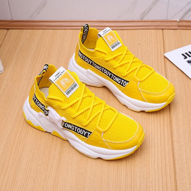 

2021 spring new thick-soled soft mesh breathable sneakers outdoor sports tennis daddy shoes women platform shoes