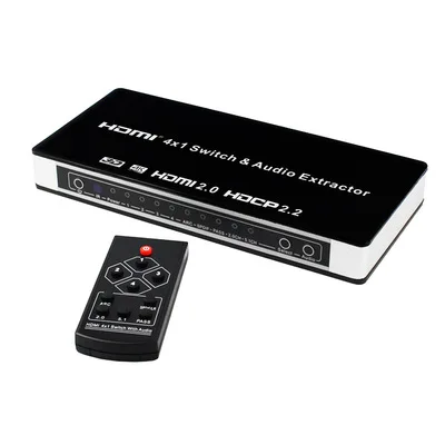 

Коммутатор HDMI 4K, 60 Гц, 2,0, 4x1, вывод аудиосигнала HDMI 2,0 Toslink/SPDIF RCA, 4 в 1, с пультом дистанционного управления для PS4, PS5, ноутбуков, ПК и т. д.