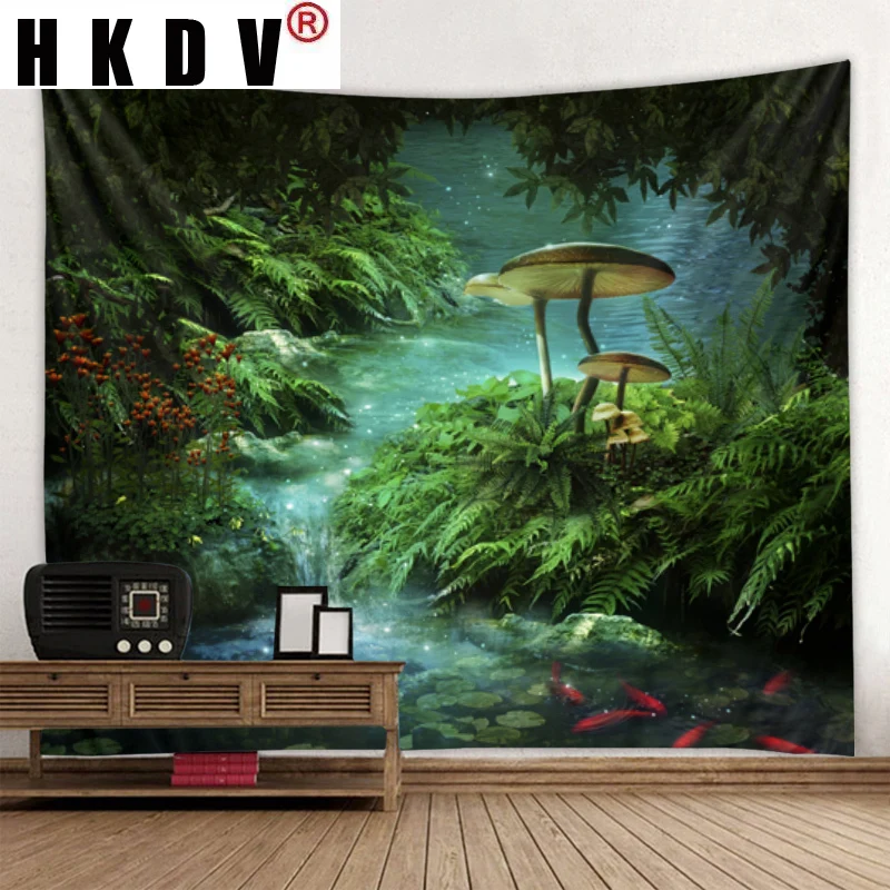 

HKDV Forest River Natural Landscape Tapestry Hanging Covering Rugs Background Cloth Beach Mat Blanket Art Bedroom Living Home De