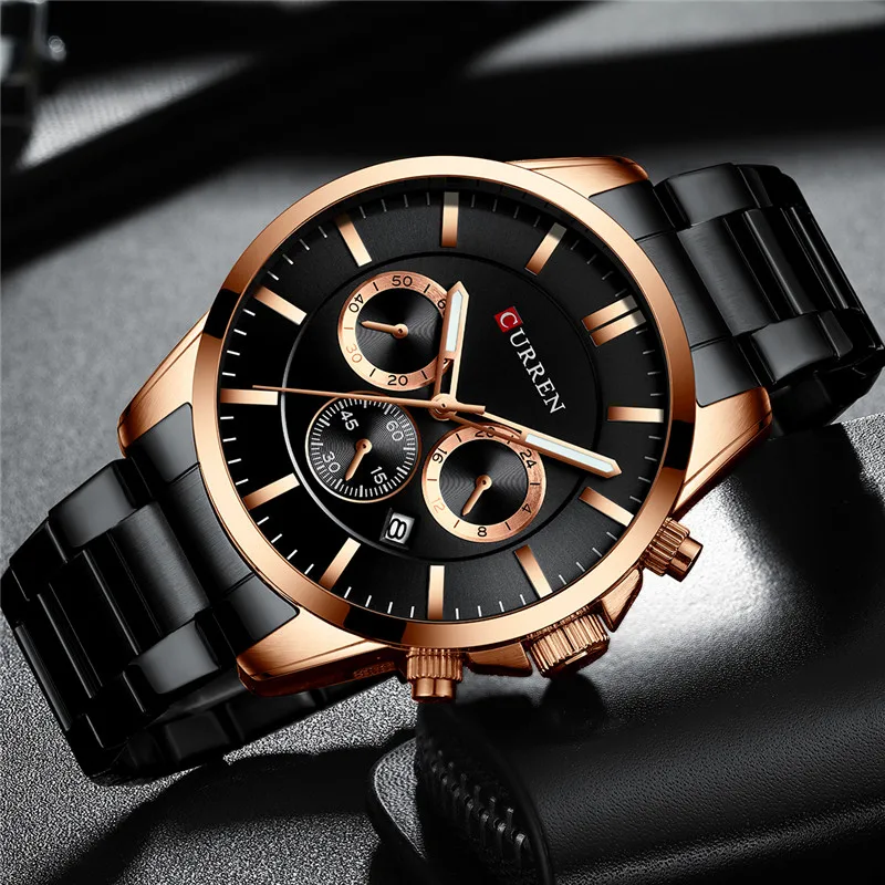 Часы наручные CURREN Мужские с хронографом спортивные брендовые Роскошные