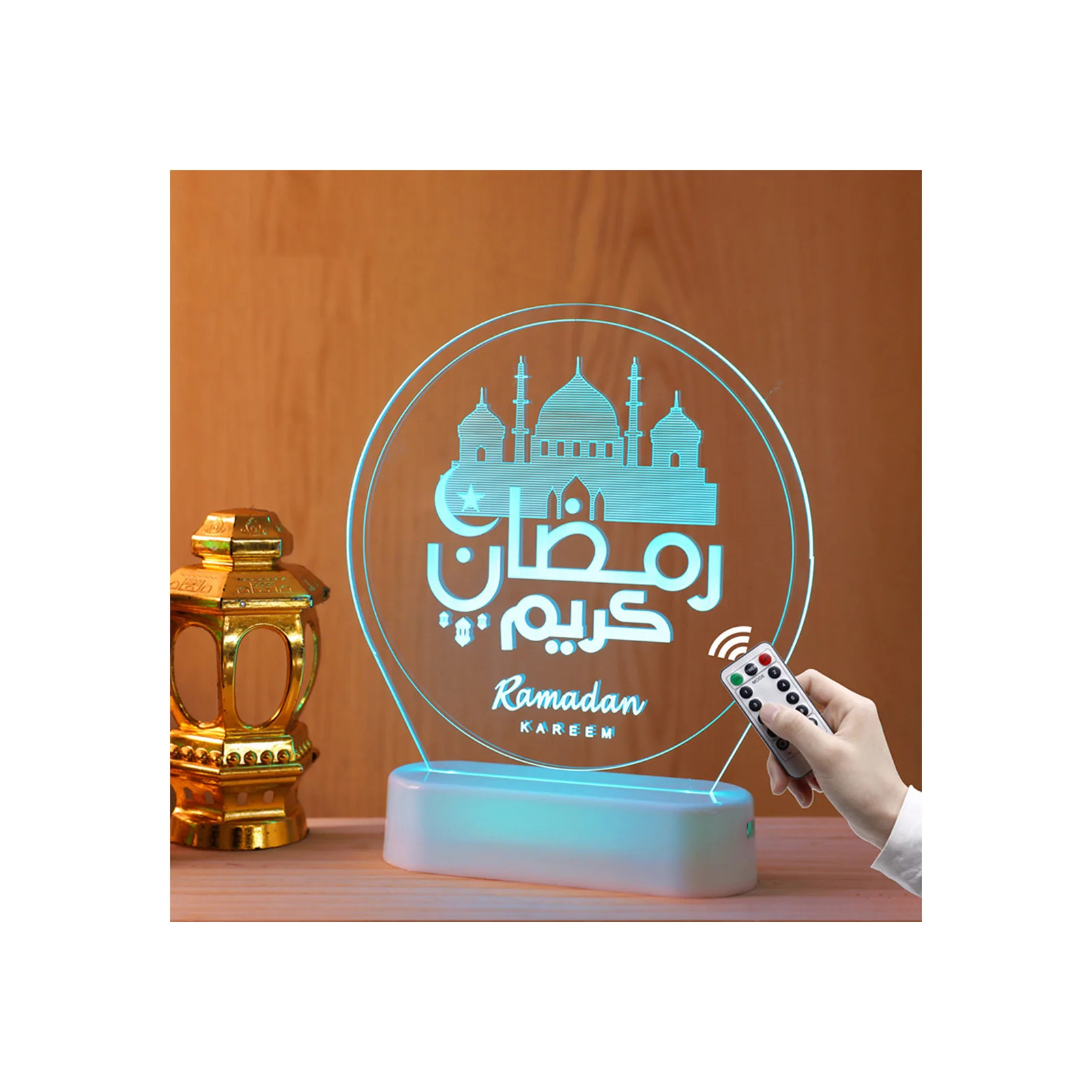 

New Remote Control Ramadan Themed Lamp Colorful Eid Lantern/Castle Scented Night Light Islam LED Table Ornament for Muslim
