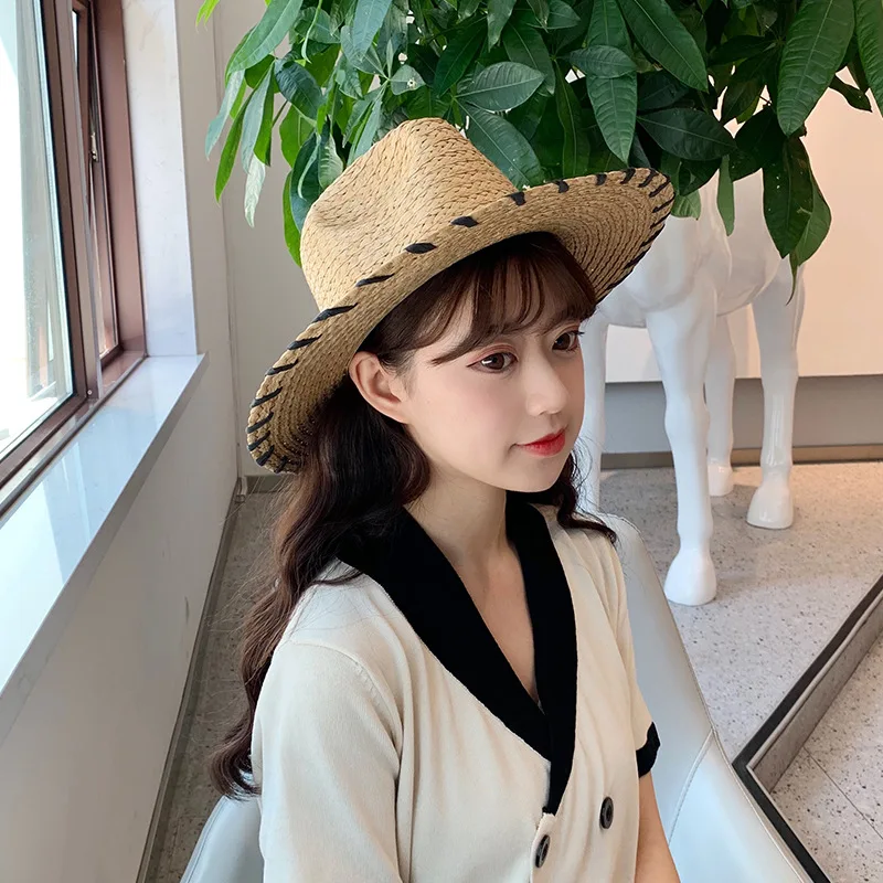 Шляпа женская Соломенная с широкими полями модная Панама надписью джазовый Топ