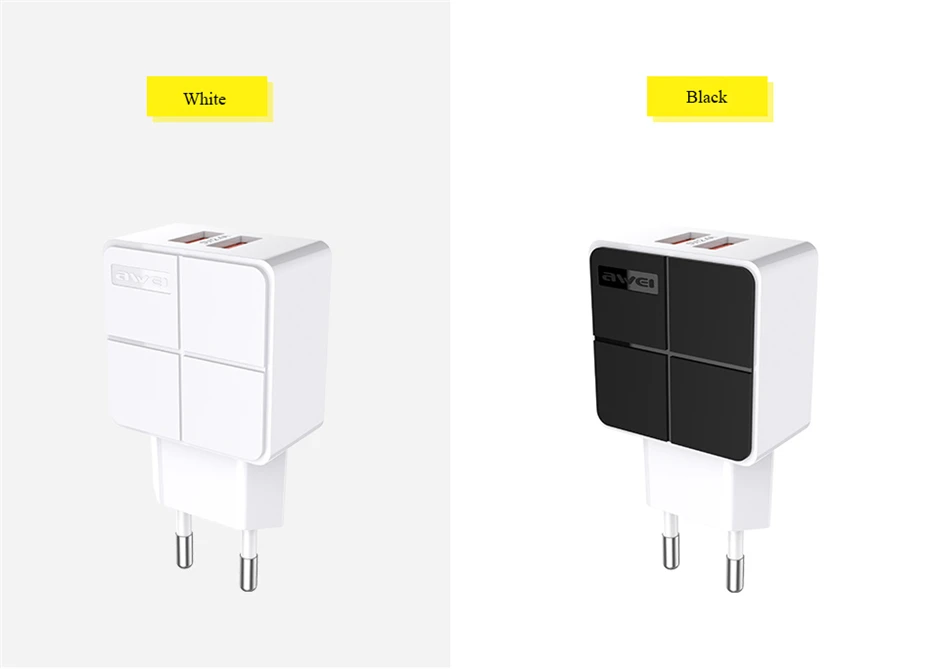 AWEI Dual USB зарядное устройство для телефона, быстрая зарядка, 5 В/2,4 А, ЕС, быстрое настенное зарядное устройство, адаптер, ЕС, мини разъем для iPhone 11, samsung, Xiaomi