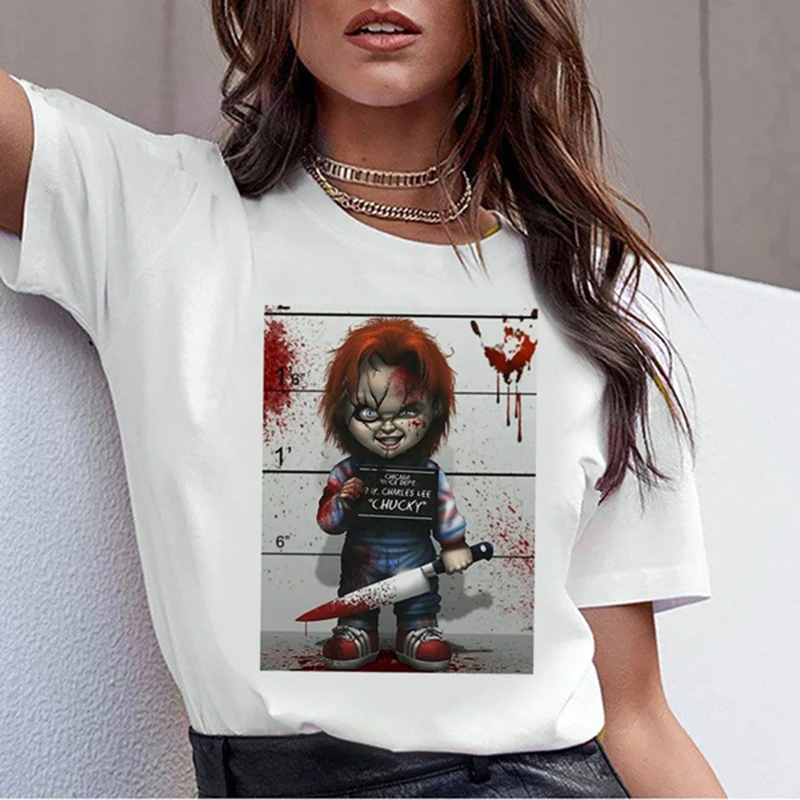 Vintage T Shirt 5 Женская футболка с принтом «ужас Чаки», Женские винтажные летние футболки с коротким рукавом, свободные женские футболки, модные белые топы - Цвет: Vintage T Shirt 5