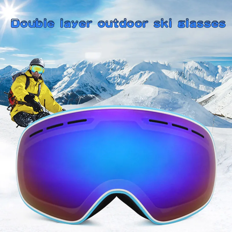 

Ski Goggles Anti-Fog Interchangeable Double Layer Spherical Lens Frameless Snow Skate Goggles ASD88