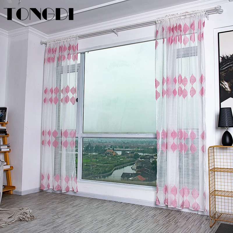 Белая Тюлевая занавеска TONGDI с принтом элегантные цветочные занавески прозрачные