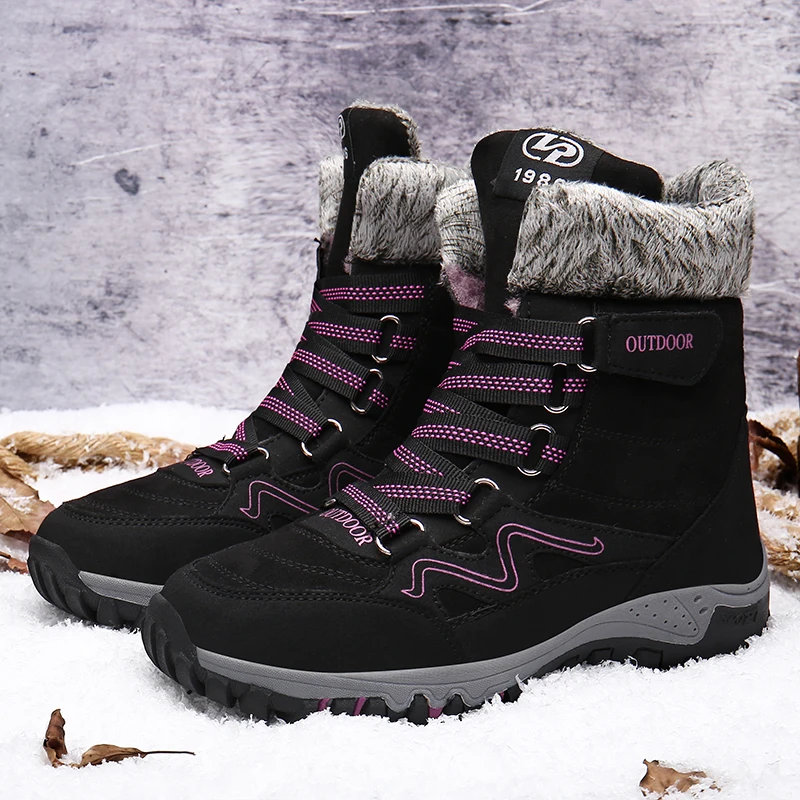 

Women Hiking Boots Waterproof Man Winter Warm Snow Boots Non Slip Breathable Trekking Outdoor Causal Snow Shoes Plus Size 35-47