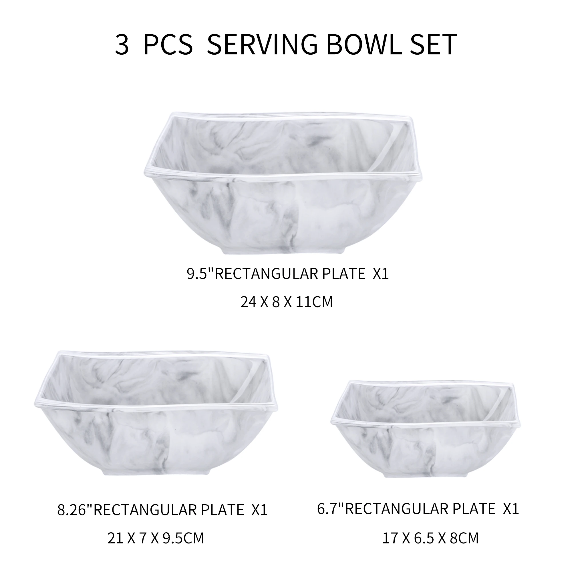 MALACASA FLORA 3-Piece Marble Porcelain Cereal Oatmeal Bowl Soup Set with 1*7" Square 8.5" 10" | Дом и сад