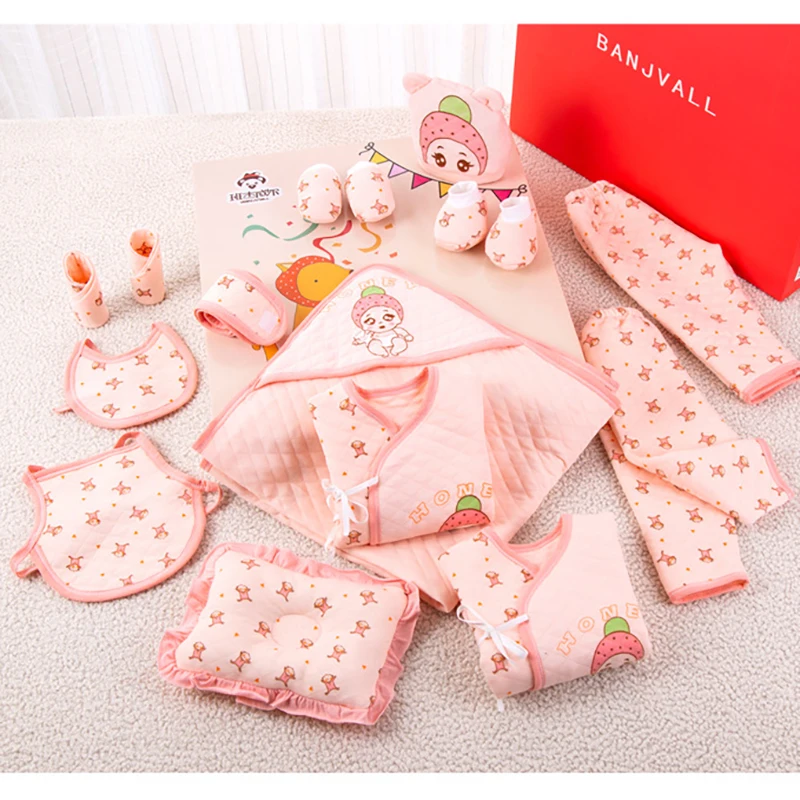 Baby Mouth Infant Baby 18 Piece Newborn Clothes set Long Sleeve  Set Clothing  Gift Cute Print Winter Christmas