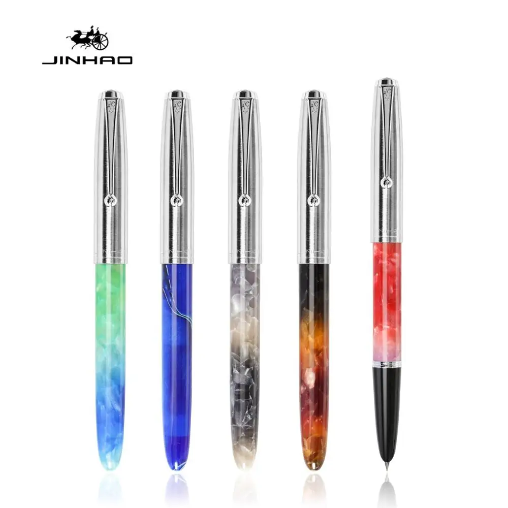 Jinhao 51 Ретро акриловая авторучка кристально Янтарная 0 38 мм мелкий наконечник для