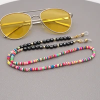 simple bohemian seaside beach wind mask chain lanyard non slip glasses chain color soft ceramic letter necklace female pearl