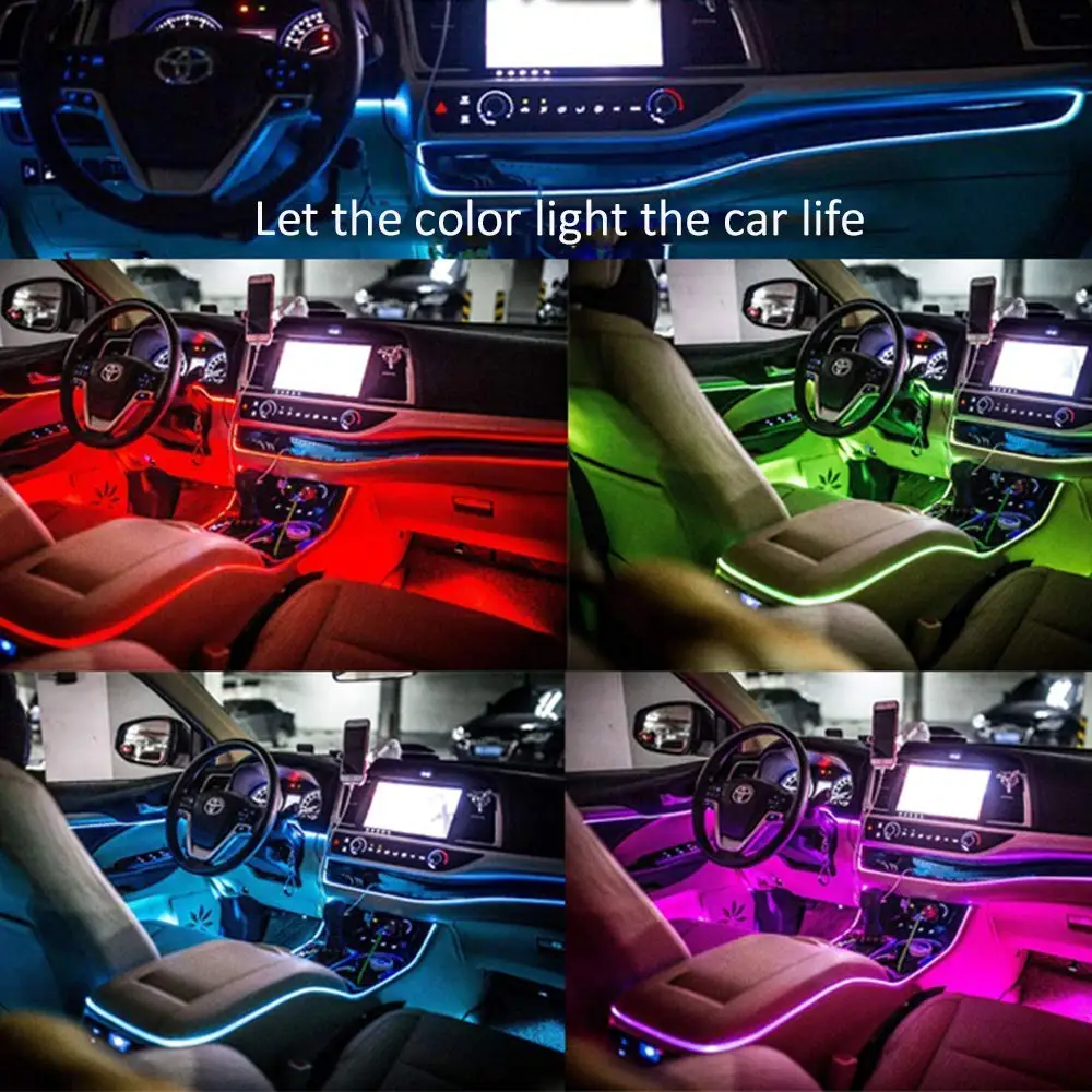 12V OKEEN EL Wire LED Strip Car Atmosphere Decor Light for Halloween Party - Neon LED Strips for Cars, Flexible Light Rope Tubing image 6
