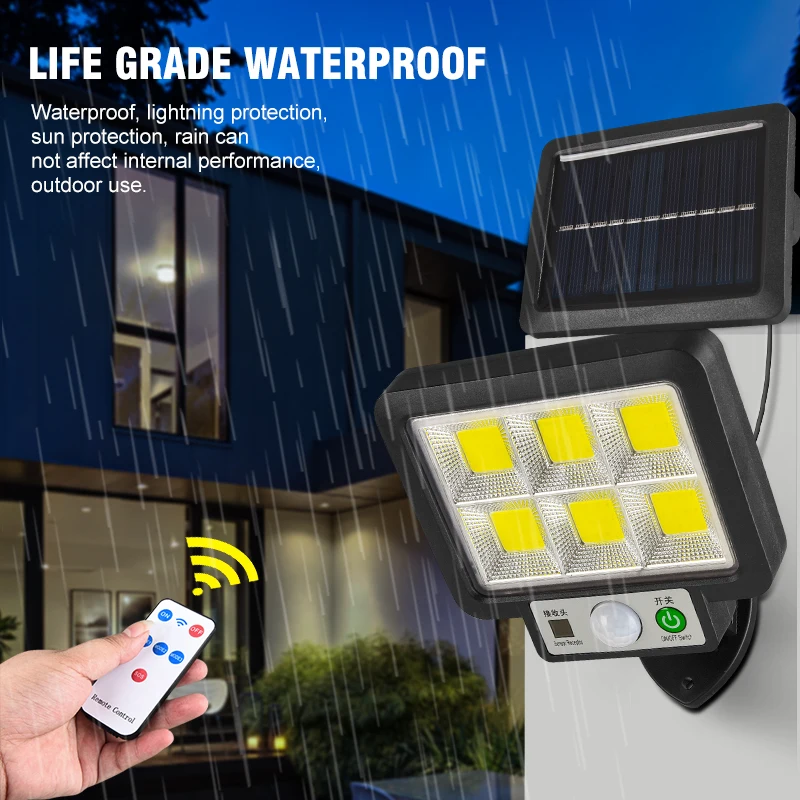 

LED Solar Light COB+SMD Outdoor Solar Lamp Powered Sunlight 3 Modes Waterproof PIR Motion Sensor Street Light For Garden Patio