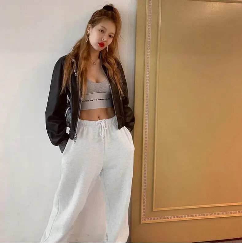 

2021 New Women\u2019s Casual Beam Feet Trousers Fashion Solid Color Drawstring High Waist Sweatpants