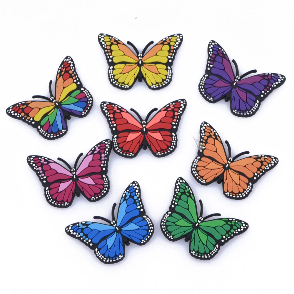 Новинка 1 шт. Разноцветные Подвески для обуви в виде бабочки аксессуары крокса