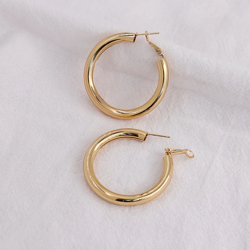 

Vintage Thick Geometric Chunky Huggie Earrings Hoops For Women Big Gold Color Hoop Earrings Statement Jewelry