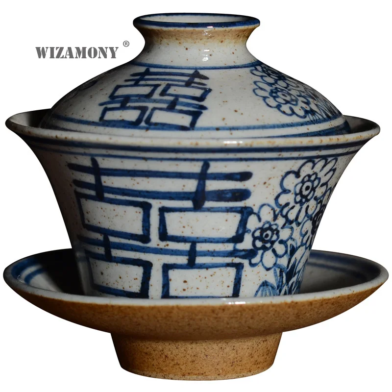 Чайная чашка WIZAMONY Цзиндэчжэнь ручная роспись сине-белого фарфора с керамической