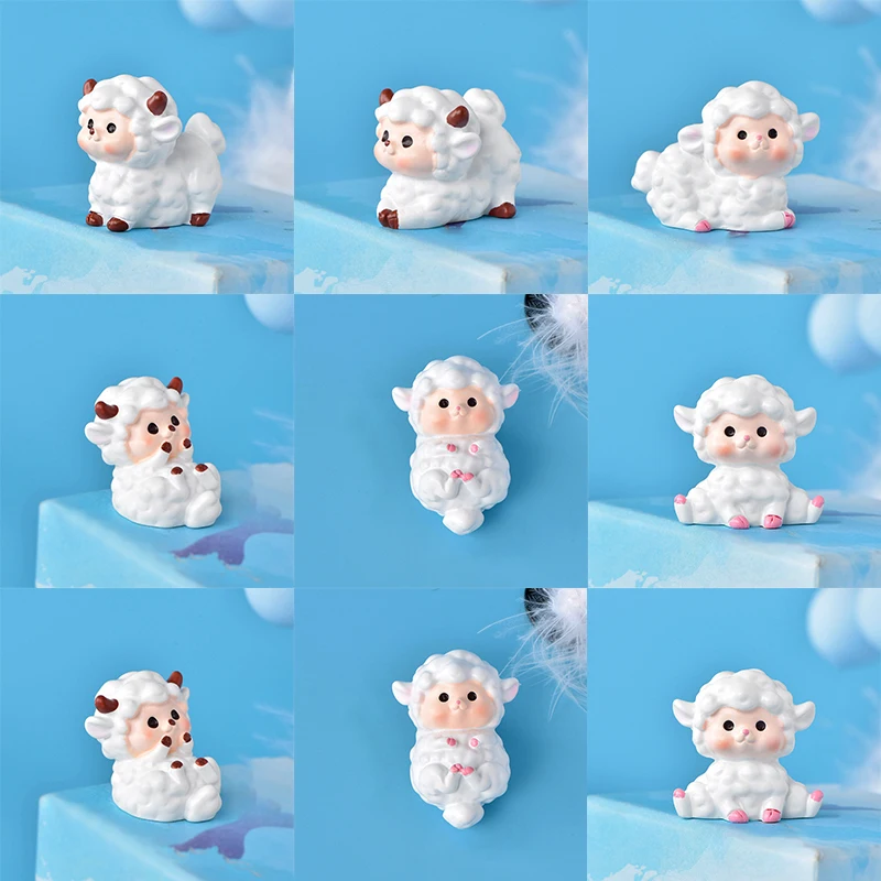 

Cute White Sheep Lamb Moss Micro Landscape Ornaments Resin Home Cake Ornaments DIY Garden Decorations Miniature Accessories