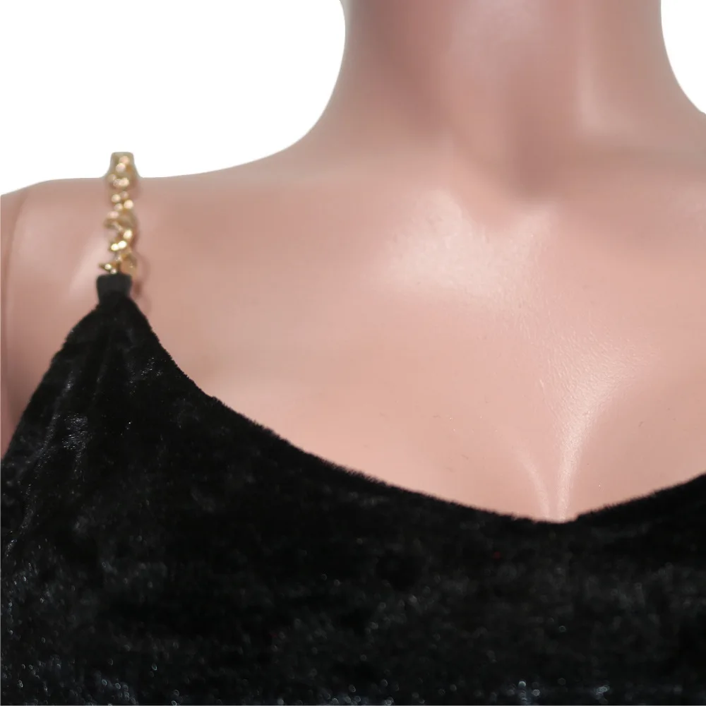 

Womens Dress Clothing Hollow Sexy Slim Fit Velvet Strap Deep V Dresses Club Wear