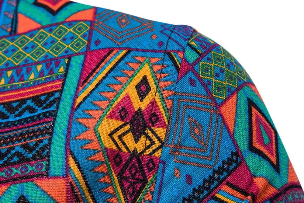 Рубашка мужская приталенная с длинным рукавом гавайский принт Повседневная