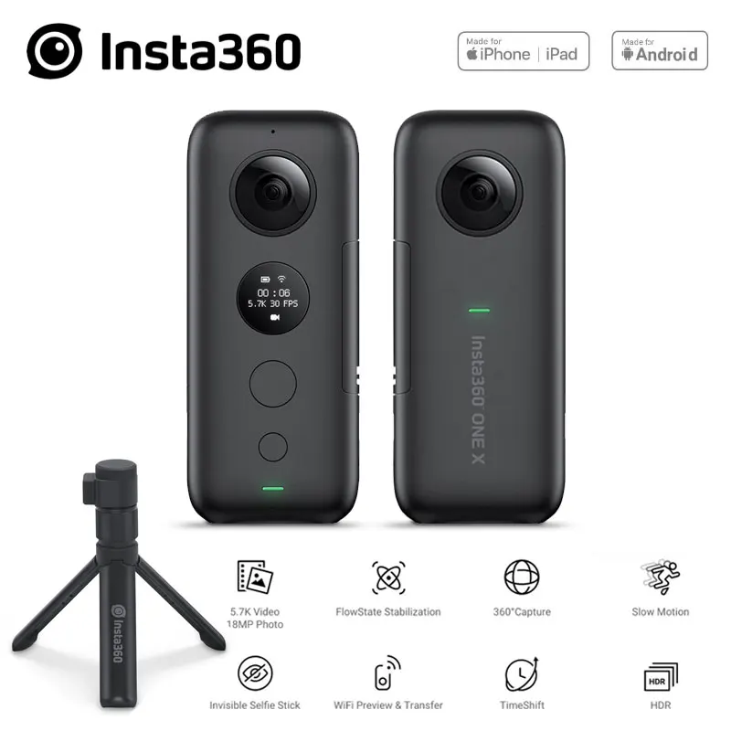 Insta360 ONE X 5 7 K VR 360 экшн камера для iPhone и Android Insta зарядное устройство батареи время