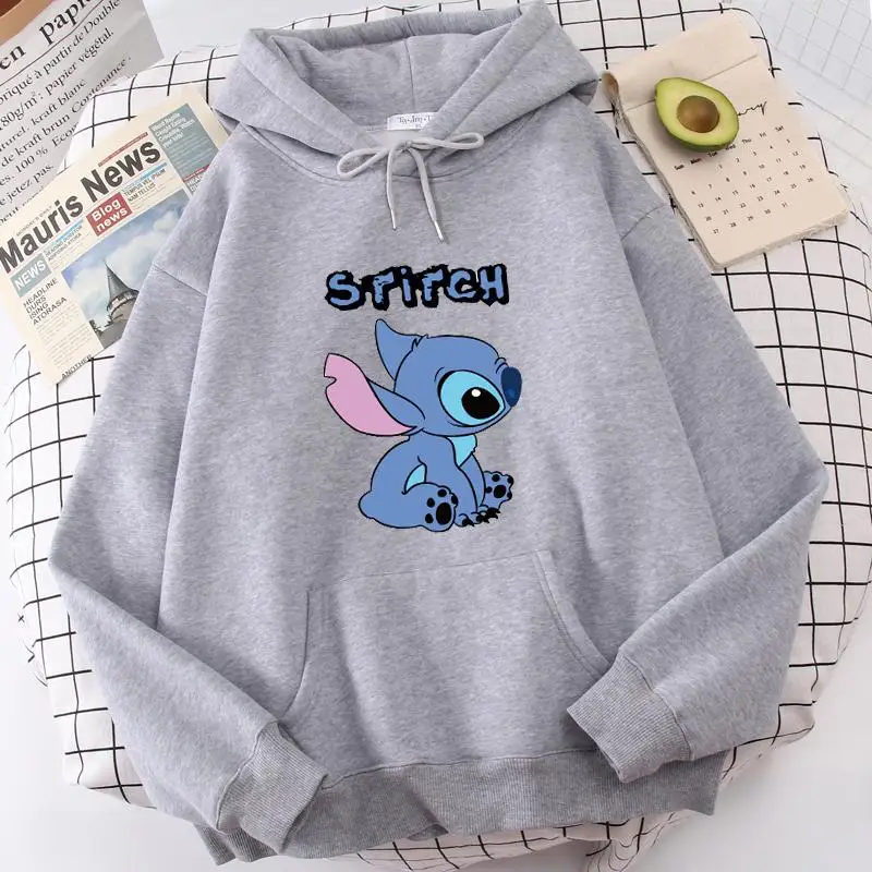 Disney Stitch Hoodies Cartoon Autumn Winter Loose Thick Sweater Fashion Men and Women Same Casual Street 8 colors Sweatshirt