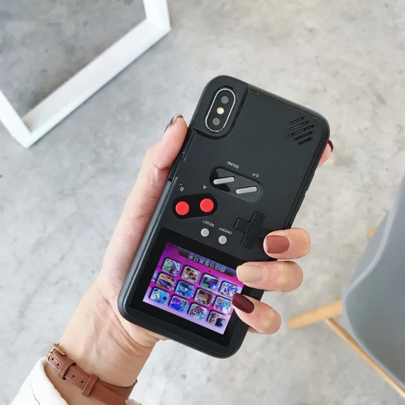 Game Console Phone Case Retro Color Display Screen Cellphone Back Cover With 36 Classic Video Games For IPhone X/XS XR XS Max | Мобильные