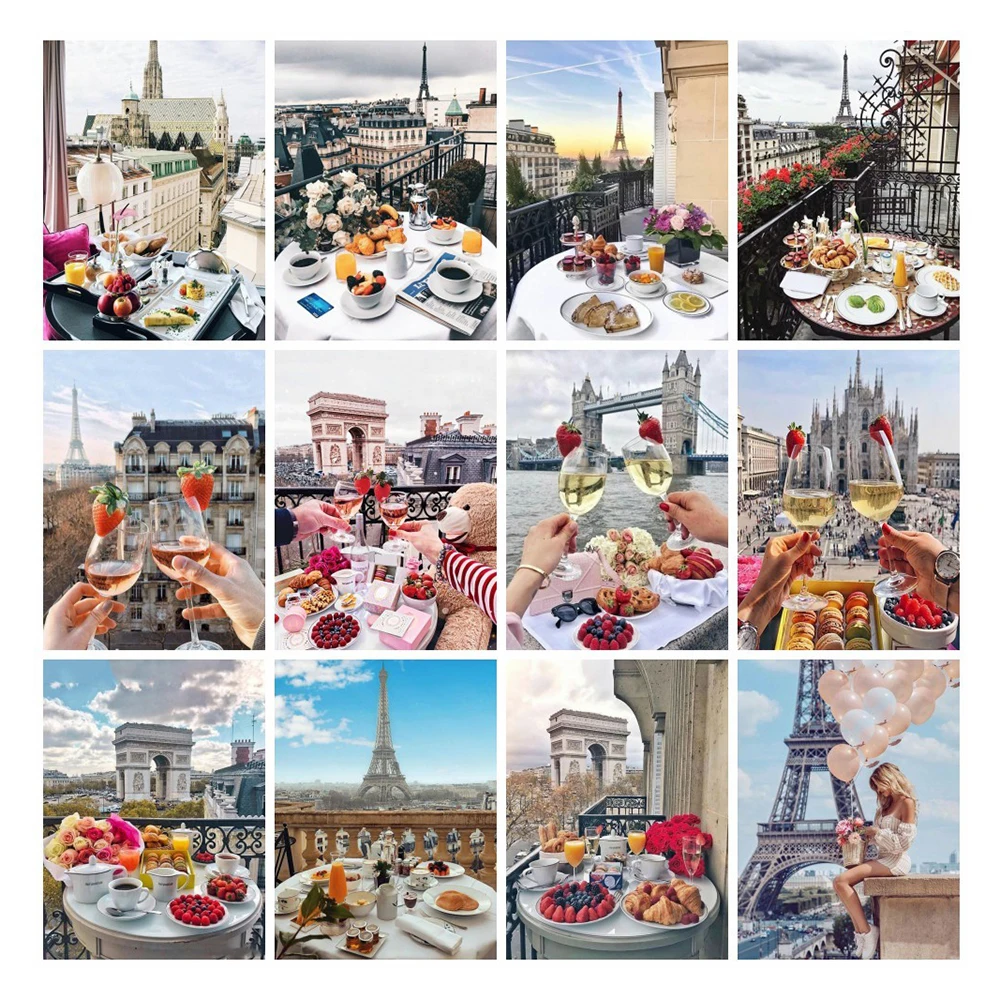 LZAIQIZG-5D Полная квадратная алмазная живопись вышивка Парижской башни мозаика