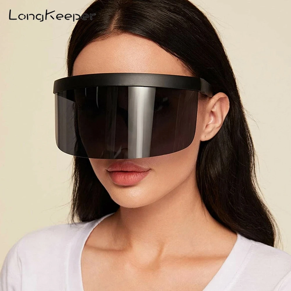 Модные солнцезащитные очки LongKeeper 2020 женские большого размера с плоским верхом и
