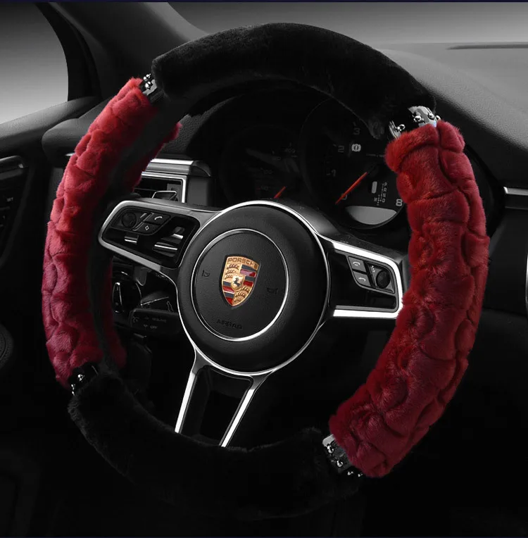 Чехол на руль зимняя короткая плюшевая автомобильная ручка средний размер 38 см