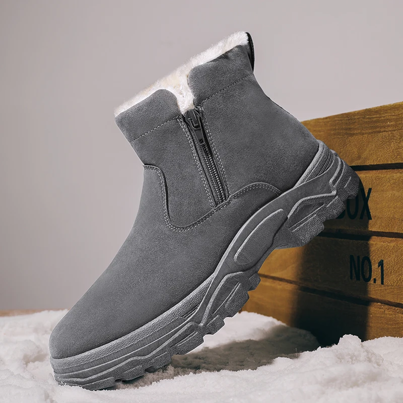 

Snow Boots for Men Winter Shoes Casual Work Walking Runing Slip on Ankle Boots Side Fashion Warm Hiking Men's Short Booties