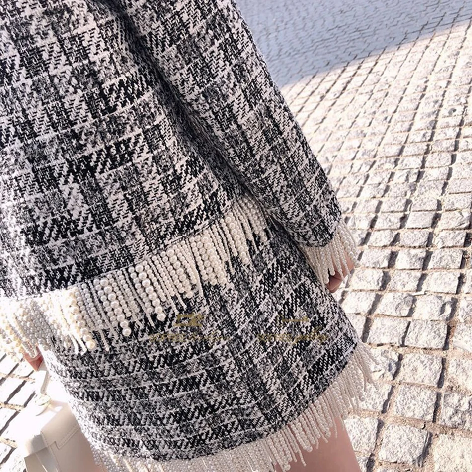 Ailigou новинка 2020 Женский твидовый комплект из 2 предметов сексуальная куртка с