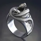 Мужское металлическое кольцо в виде змеи, готическое кольцо в античном стиле серебряного цвета с двойной головой и волнистым изгибом, массивное Ювелирное Украшение для вечеринки