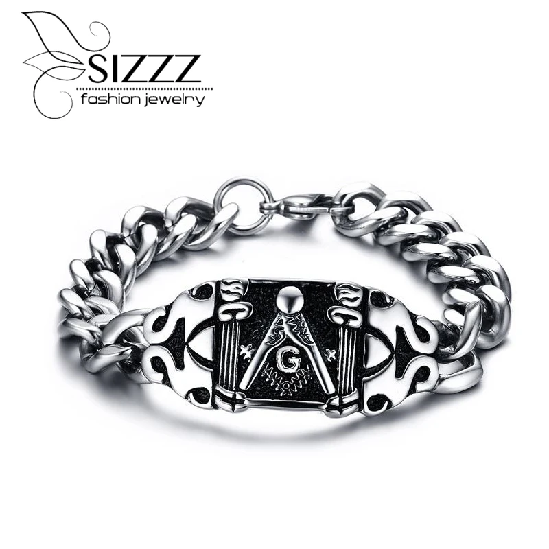 207 Новое поступление в стиле рок панк мужское масонский браслет крутые браслеты и