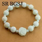 Бесплатная доставка, модное ювелирное изделие для женщин из натурального зеленого драгоценные камни чистый Амазонит эластичный браслет с цветком 7,5 дюймов