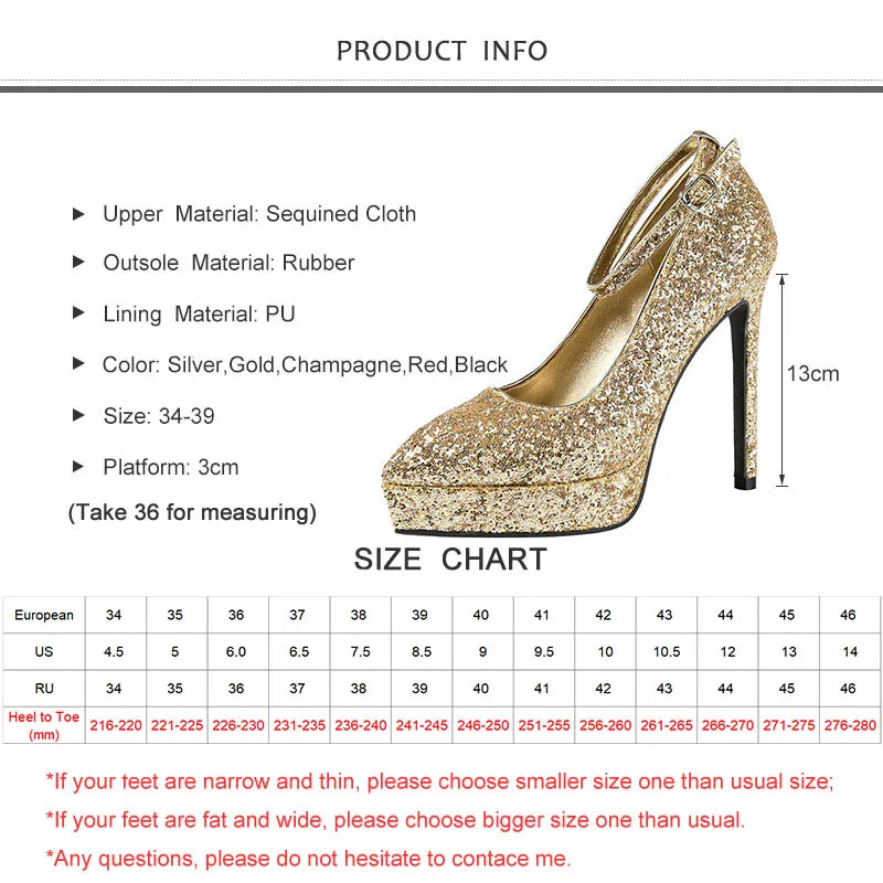 

2019 New Women Pumps High Thin Heel Pointed Toe Shallow Bling Sexy Ladies Bridal Wedding Women Platform Shoes Gold High Heels