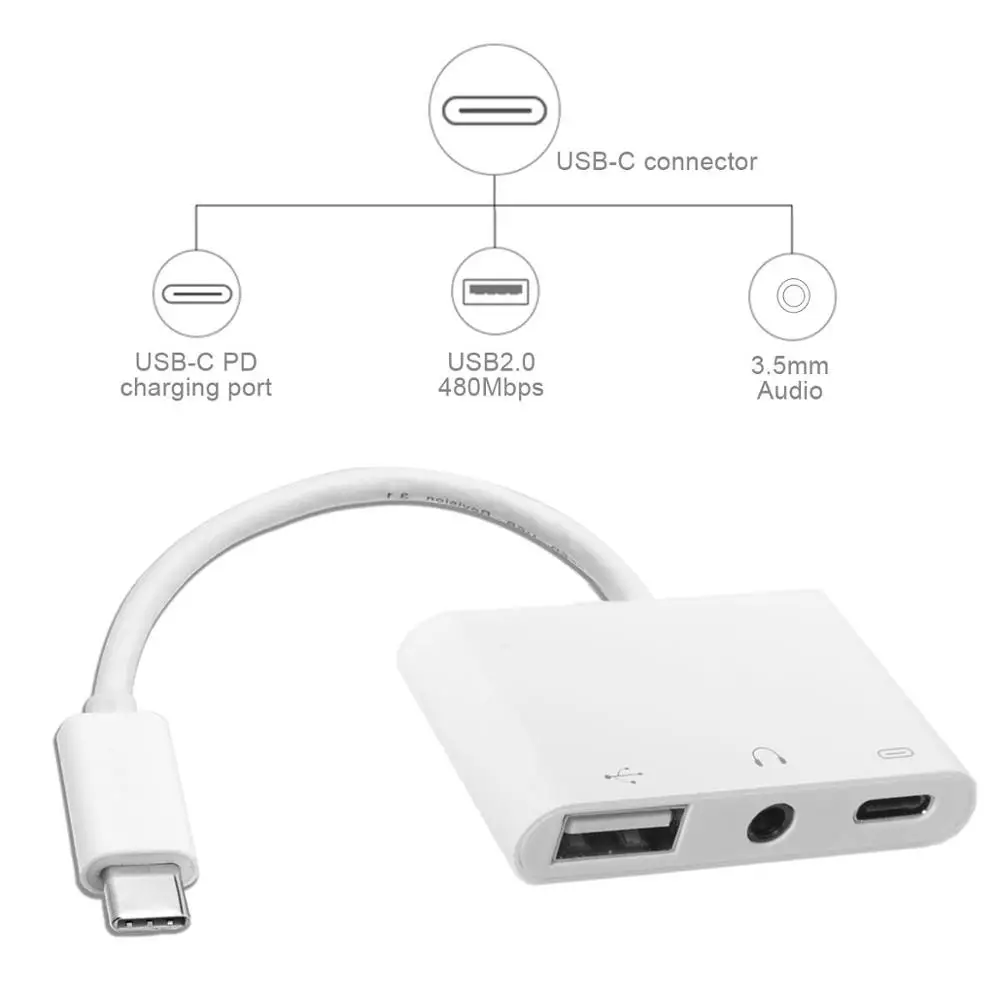 USB-C Type-C  3, 5   AUX  & USB 2, 0  & PD