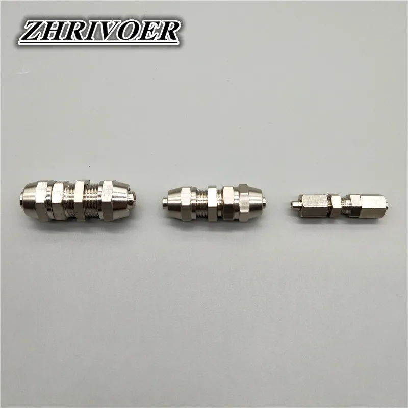 1Pcs PM4 PM6 PM8 PM10 PM12 Copper-plated Nickel Quick Screw Through Baffle Connector Pneumatic Plate Pipe Fittings - купить по